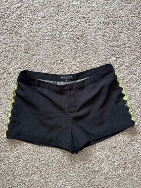 GUESS Black Mid Rise Shorts with Neon Lime Side Sequins